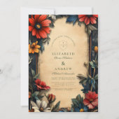 ビクトリアンフローラ結婚アールヌーボー 招待状 (正面)