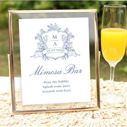 ビクトリアンフローラ華美ダスティブルーミモザバー標識 ポスター