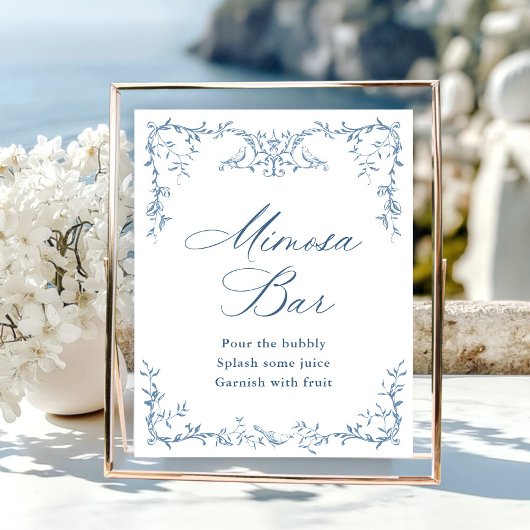 ビクトリアンフローラ華美ダスティブルーミモザバー標識 ポスター