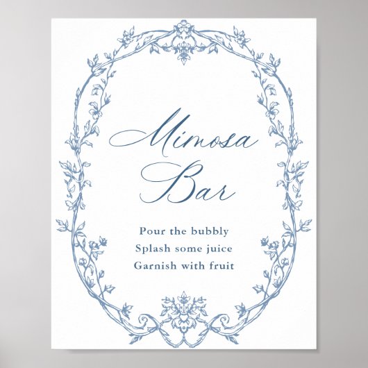 ビクトリアンフローラ華美ダスティブルーミモザバー標識 ポスター (正面)