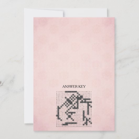 ビクトリアンブライダルシャワー語検索ゲームカード 招待状 (裏面)