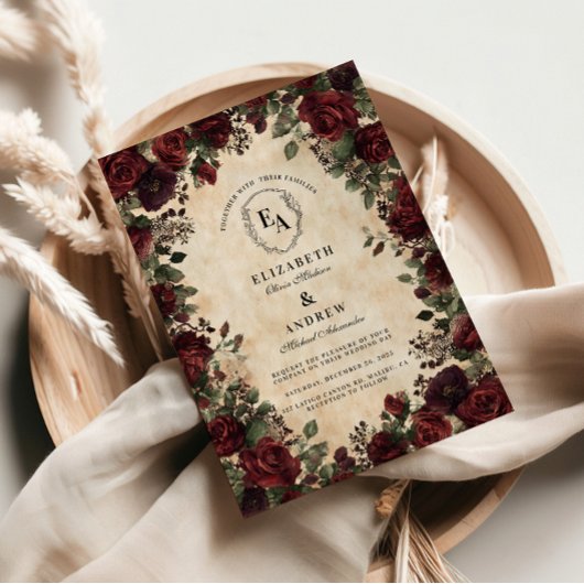 ビクトリアンブラックレースバラ結婚ズ 招待状