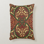 ビクトリアンペイズリーパターエレガントン赤い緑の金ゴールド アクセントクッション (正面(垂直))
