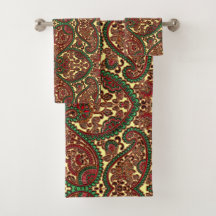 ビクトリアンペイズリーパターエレガントン赤い緑の金ゴールド