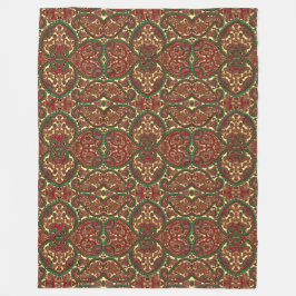 ビクトリアンペイズリーパターエレガントン赤い緑の金ゴールド フリースブランケット