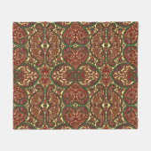 ビクトリアンペイズリーパターエレガントン赤い緑の金ゴールド フリースブランケット (正面(横))