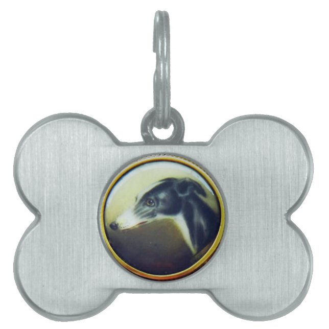 ビクトリアンミニチュアドッグポートレートアイリッシュグレイハウンド ペットネームタグ (正面)