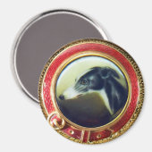ビクトリアンミニチュアドッグポートレートアイリッシュグレイハウンド マグネット (正面/裏面)