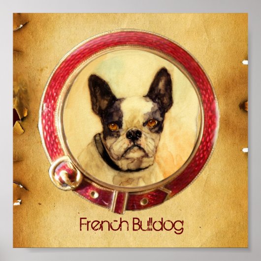 ビクトリアンミニチュアドッグポートレートフランスのブルドッグ ポスター (正面)