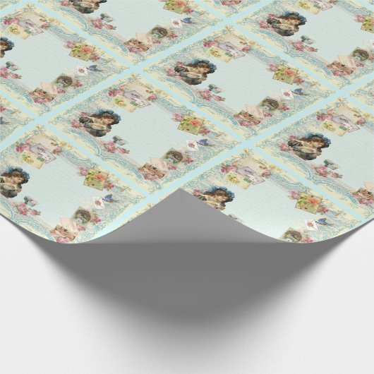 ビクトリアンレッドローズフランスのス書クリプト ラッピングペーパー (角)