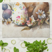 ビクトリアンヴィンテージイースターバニー&フラワーズキッチン キッチンタオル (折り畳み)