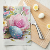 ビクトリアンヴィンテージイースターバニー&フラワーズ キッチンタオル (四つ折り)