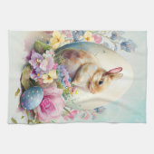 ビクトリアンヴィンテージイースターバニー&フラワーズ キッチンタオル (横)