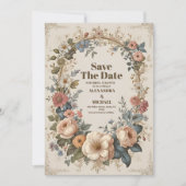 ビクトリアンヴィンテージガーデンフローラ結婚ズ セーブザデート (正面)