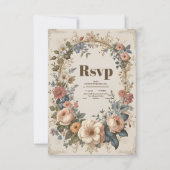 ビクトリアンヴィンテージガーデンフローラ結婚ズ 出欠カード (正面)
