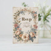 ビクトリアンヴィンテージガーデンフローラ結婚ズ 出欠カード (スタンド正面)