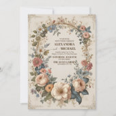 ビクトリアンヴィンテージガーデンフローラ結婚ズ 招待状 (正面)