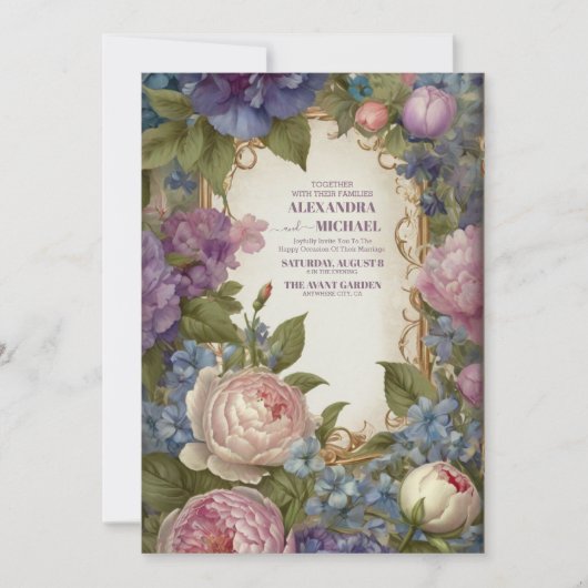 ビクトリアンヴィンテージガーデンフローラ結婚ズ 招待状 (正面)