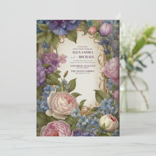 ビクトリアンヴィンテージガーデンフローラ結婚ズ 招待状 (スタンド正面)
