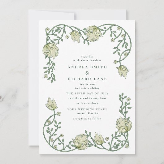 ビクトリアンヴィンテージガーデンフローラ結婚ズ 招待状 (正面)