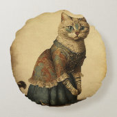 ビクトリアンヴィンテージキャットラウンド装飾用クッションクッション ラウンドクッション (裏面)
