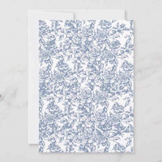 ビクトリアンヴィンテージフランスのダスティブルーブライダルシャワー 招待状 (裏面)