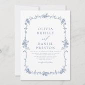 ビクトリアンヴィンテージフランスの写真QRコー結婚ド 招待状 (正面)