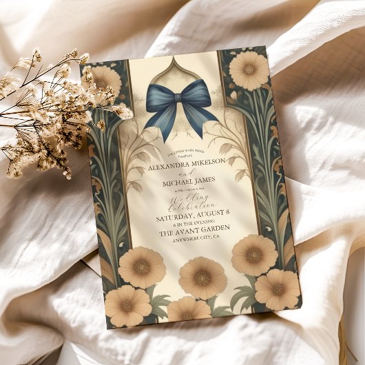 ビクトリアンヴィンテージフローラ結婚アールヌーボー 招待状