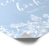 ビクトリアンヴィンテージブルーフローラゲストブックサイン ポスター (角)