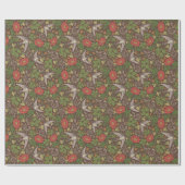 ビクトリアンヴィンテージレッドデイジーバードイングリッシュガーデン ラッピングペーパー (フラット)