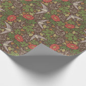 ビクトリアンヴィンテージレッドデイジーバードイングリッシュガーデン ラッピングペーパー (角)