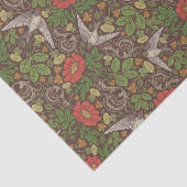 ビクトリアンヴィンテージレッドデイジーバードイングリッシュガーデン 薄葉紙 (詳細)