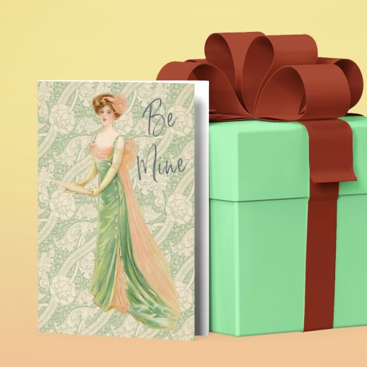 ビクトリアンヴィンテージレディエレガントグリーンドレス カード