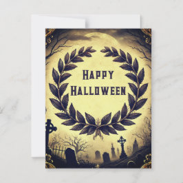 ビクトリアンヴィンテージローレルリースハローウィンパーティ ポストカード