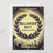 ビクトリアンヴィンテージローレルリースハローウィンパーティ 招待状 (正面)