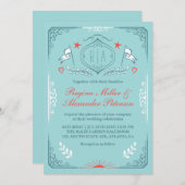 ビクトリアンヴィンテージ中世結婚式招待状 招待状 (正面/裏面)