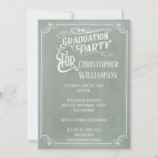 ビクトリアンヴィンテージ卒業招待状グラードパーティー 招待状 (裏面)