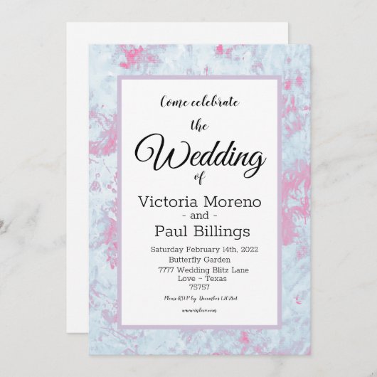 ビクトリアンヴィンテージ旧世界/ソフトピンクデザイン 招待状 (正面/裏面)