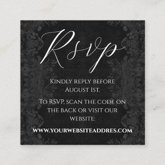 ビクトリアンヴィンテージ白黒QRコード結婚 エンクロージャーカード (正面)