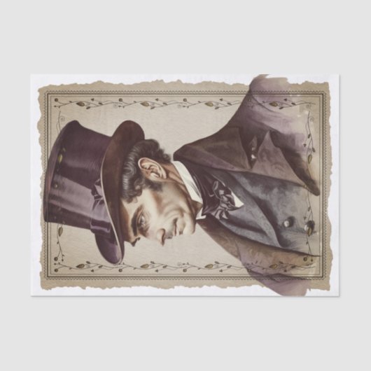 ビクトリアンヴィンテージ紳士のポートレート切り離し 薄葉紙 (正面)