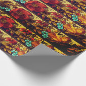 ビクトリアンヴィンテージ花エレガント紋茶色 ラッピングペーパー (角)