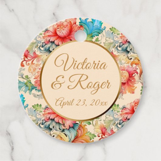 ビクトリアンヴィンテージ花結婚柄 フェイバータグ (正面)