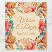 ビクトリアンヴィンテージ花結婚柄 ワインラベル (シングルラベル)