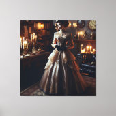 ビクトリアンヴィンテージ謎のエレガント女性 キャンバスプリント (正面)