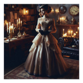 ビクトリアンヴィンテージ謎のエレガント女性 フォトプリント           