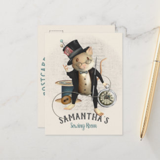 ビクトリアン不機嫌ハッタマウス裁縫デザイン ポストカード