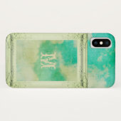 ビクトリアン写真枠スカイクラウドティール(緑がかった色)クリーム Case-Mate iPhoneケース (裏面(横))