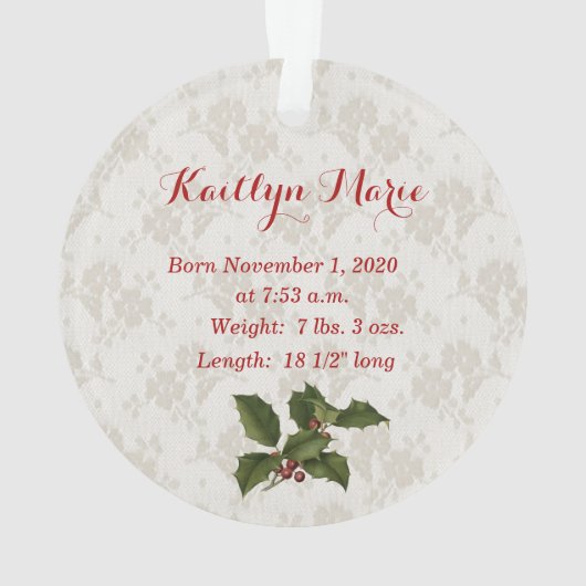 ビクトリアン初めてのクリスマスを祖父母として – 写真 オーナメント (裏面)