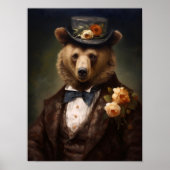 ビクトリアン動物の肖像、ドレスアップした動物のプリント、 ポスター (正面)