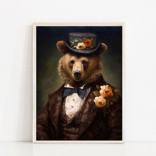 ビクトリアン動物の肖像、ドレスアップした動物のプリント、 ポスター